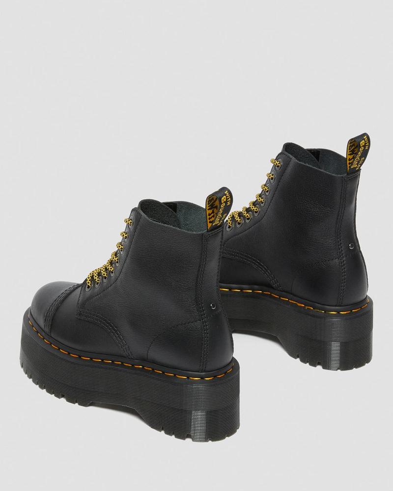 Black Women's Dr Martens Sinclair Max Pisa Leather Platform Boots | CA 256JPQ